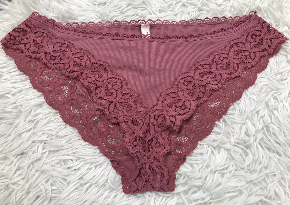Rare VICTORIA'S SECRET Body by Victoria Pink Smooth & Lace Bikini Panties Sz Lg